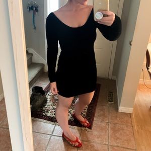 Aritzia Talula low back black velvet dress